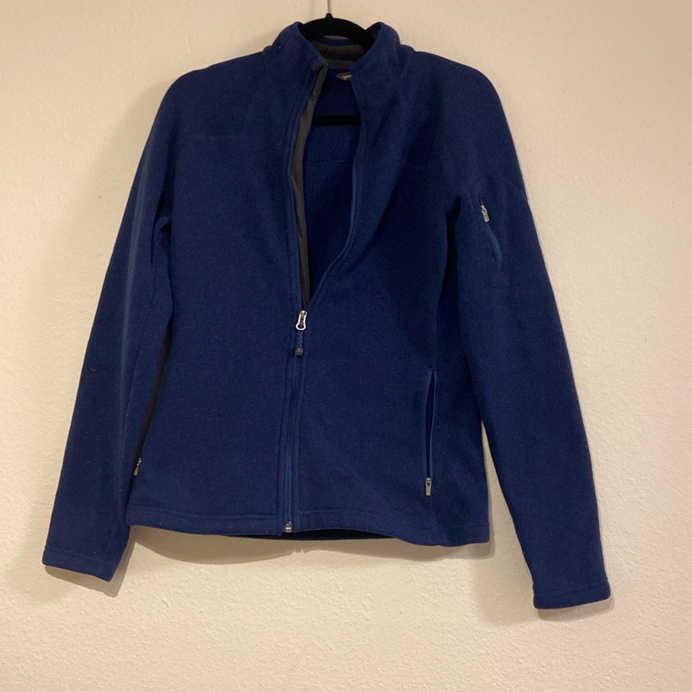 Eddie Bauer Blue Zip Up Fleece Sweater
